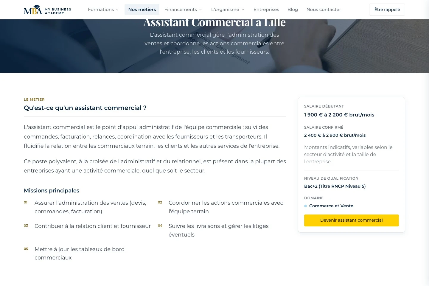 Landing page dédiée à une intention