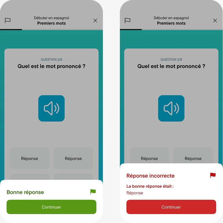 Interface de quiz Talkie